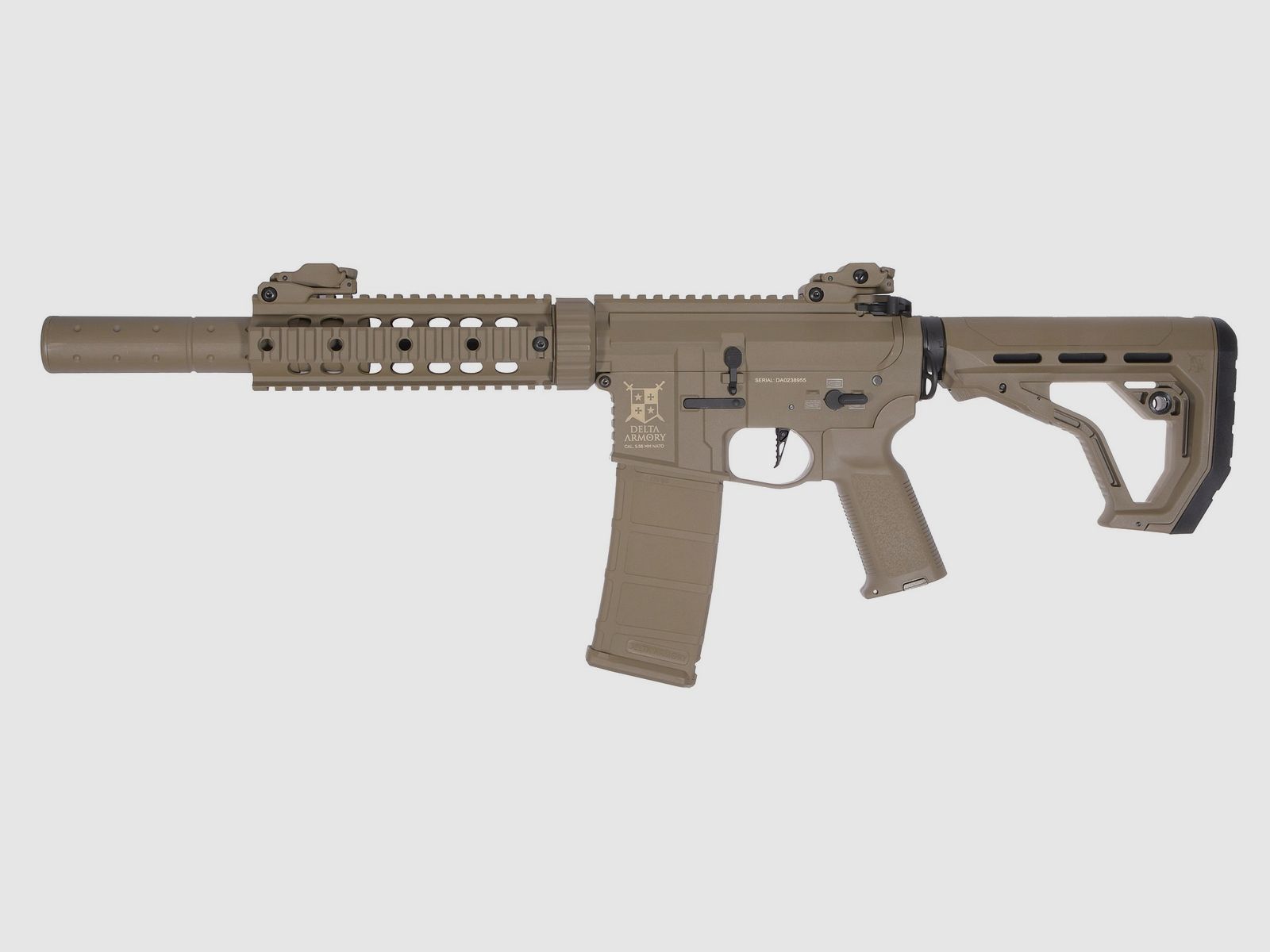 AR15 SilentOps 7 Zoll CHARLIE EAGLE ETU Tan S-AEG Softair Gewehr Frei ab 18 Jahren | Delta Armory