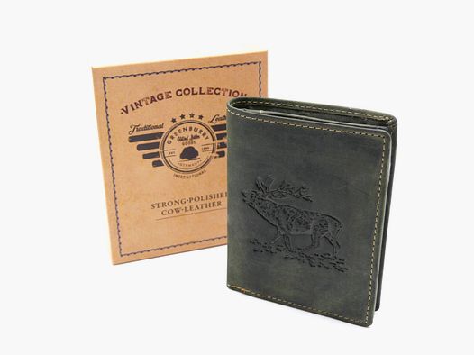 Greenburry Leder Geldbörse olive Hirsch Vintage Animal 1701-stag-30
