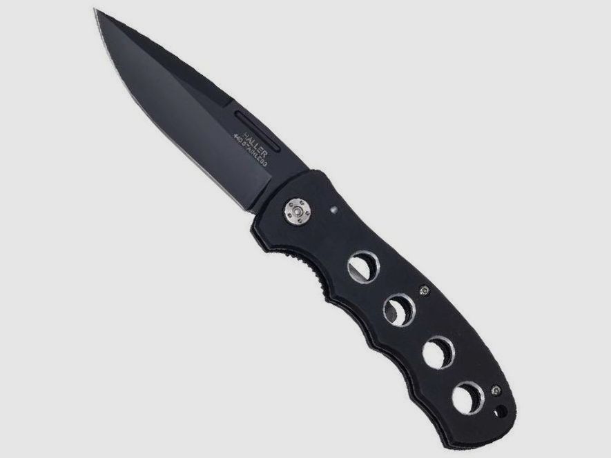 Taschenme. schwarz Griff Lcher 440