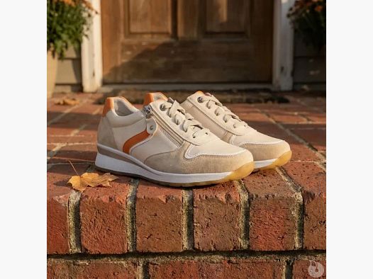 Beige/orange Sneaker mit Reißverschluss PU Mikrofaserfutter in den Größen 37 bis 41