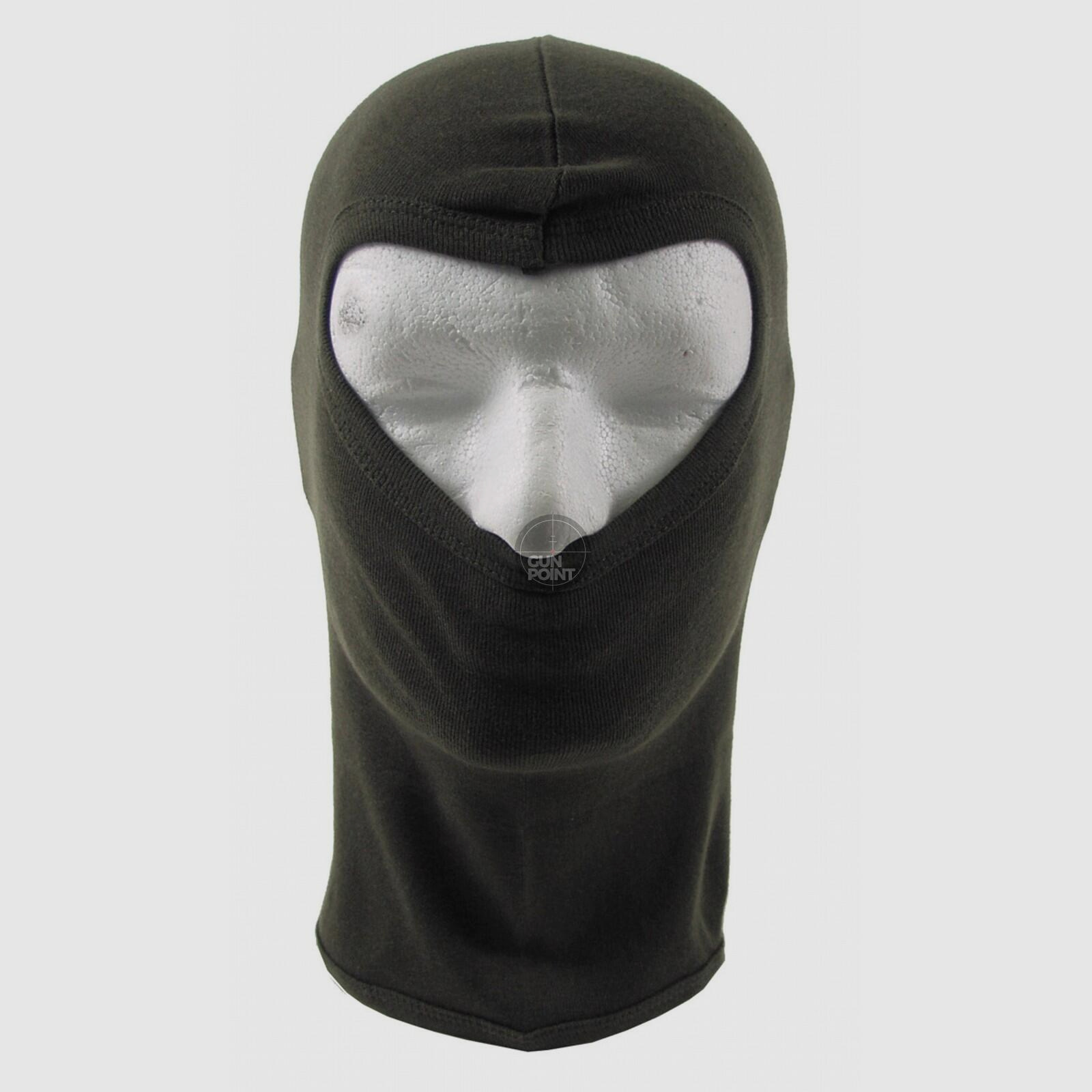 Balaclava, 1-Loch, dünn,oliv, 100 % Baumwolle