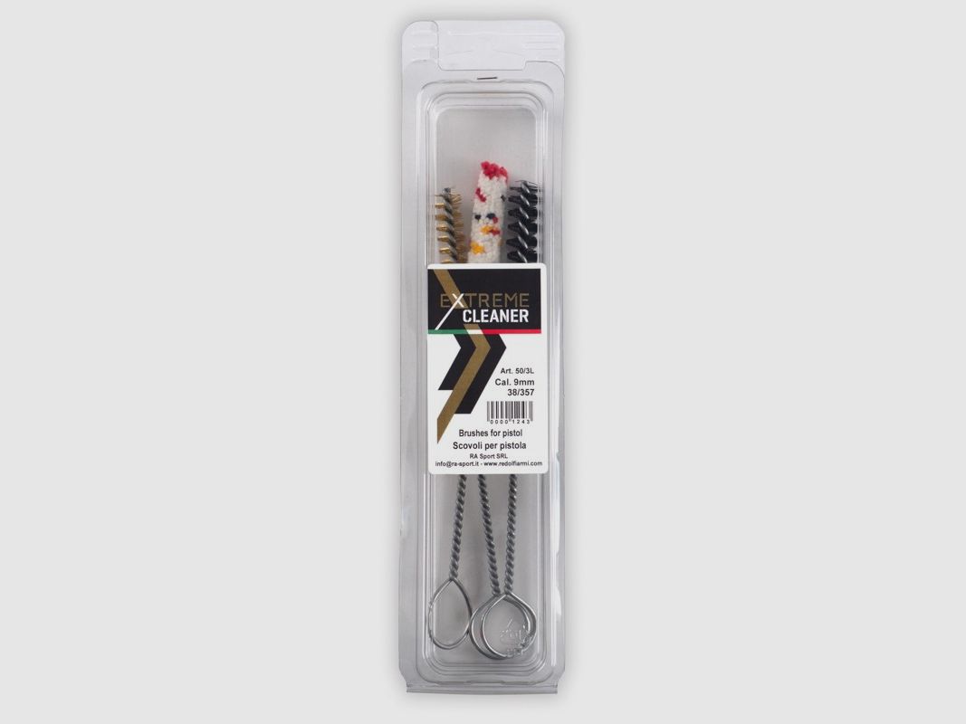 BLISTER 3 STÜCK BÜRSTEN MIT VORDERSCHAFT AUS STOFF, BRONZE UND NYLON FÜR PISTOLE, Bild 3 von 3