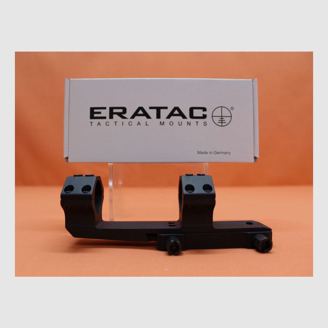 Recknagel Era-Tac block mount 30mm (T2033-0022) with nut, black aluminum, 3'' extended for Picatinny profile