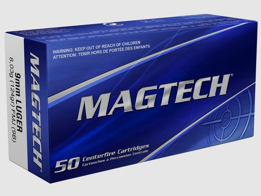 9 mm Luger Vollmantel 8,0g/124grs. Magtech