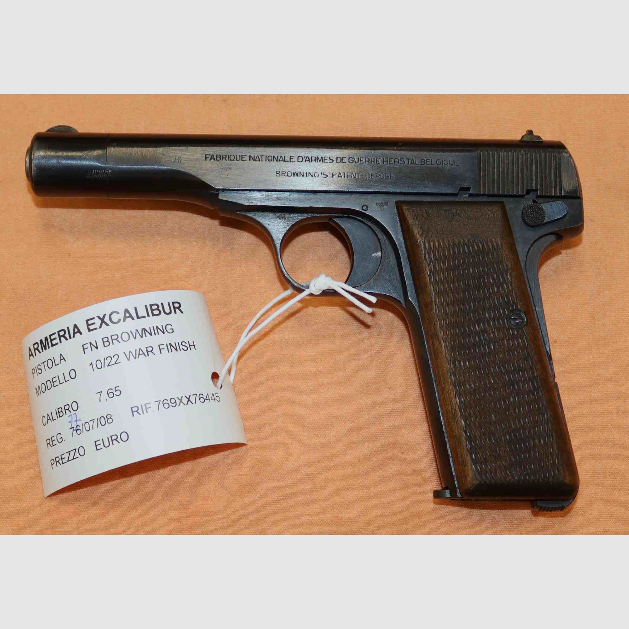Pistole FN Browning Modell 10/22 War Finish Kaliber 7.65, Bild 1 von 6