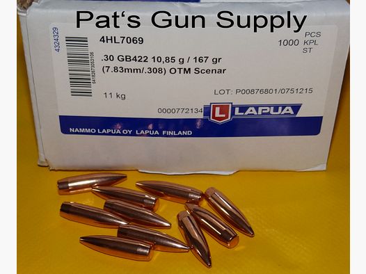 500 Geschosse Lapua .30 167 gr Scenar GB422