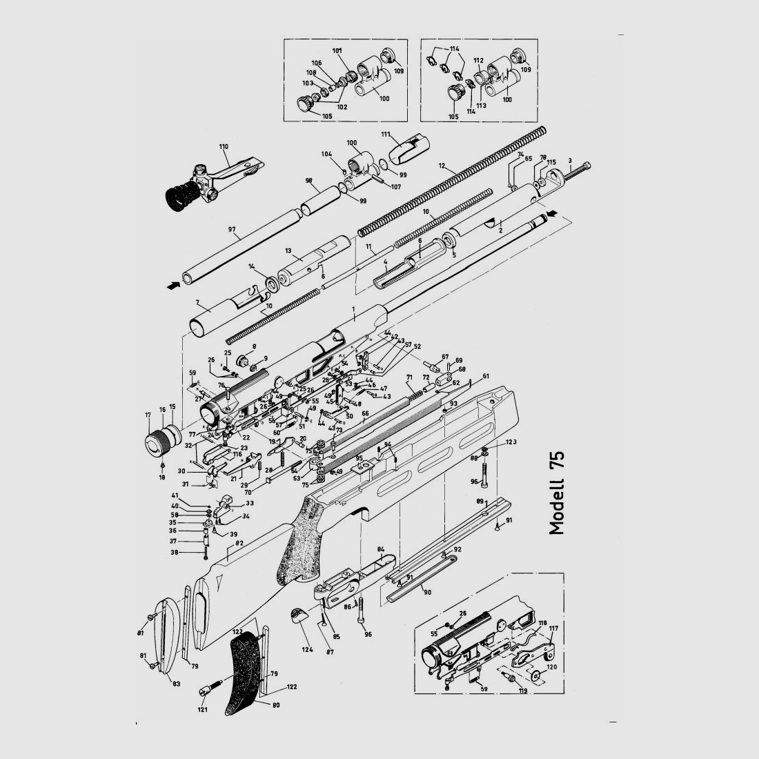 Diana Freier Teilesatz Luftgewehr Diana Mod. 75