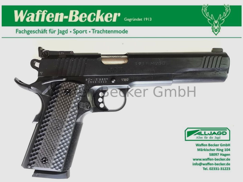 Schmeisser (Waffen Schumacher) Schmeisser Hugo 1911 Kal. .45ACP 6", zwart