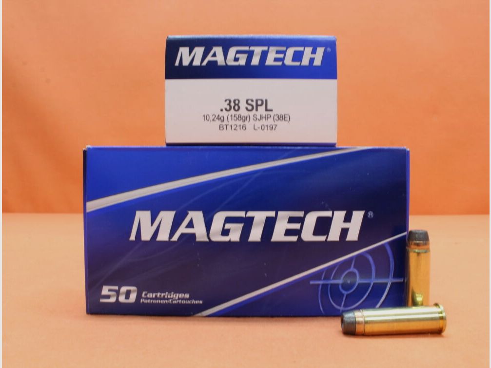 Magtech Patrone .38Special Magtech 158grs SJHP (38E) VE 50 Patronen/ 10,24g Teilmantel-Hohlspitz