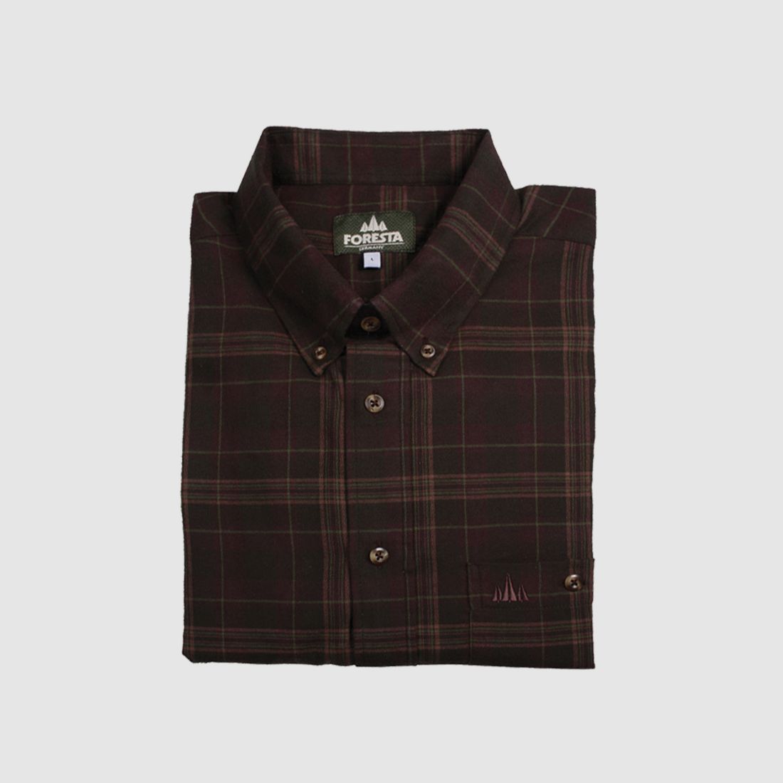 Foresta Jagdhemd Flanell 43/44 Oliv/Torf