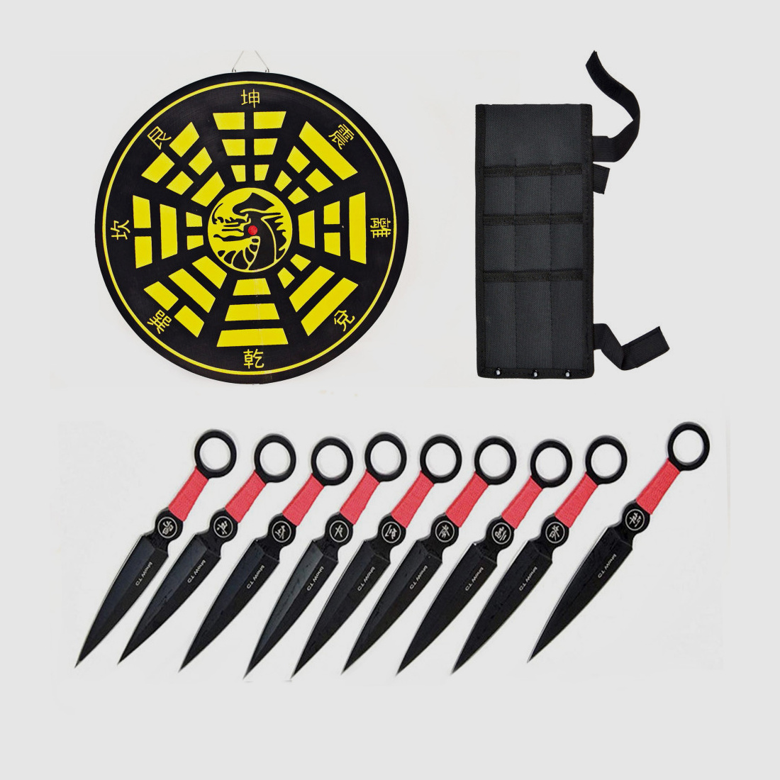 Set di coltelli da lancio Kunai da 9 pezzi con fodero