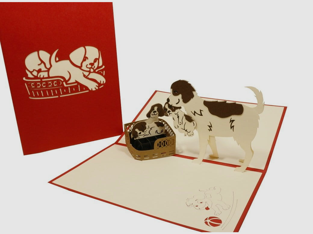design3Dkarten Hundefamilie Grußkarte