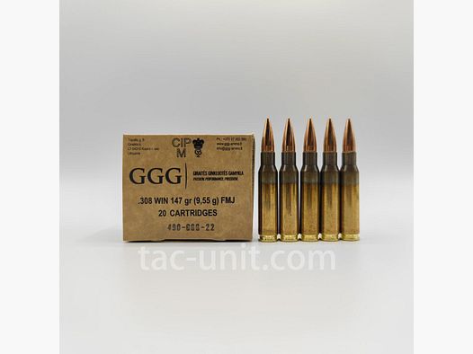 GGG .308Win FMJ cartouches de carabine 147grs