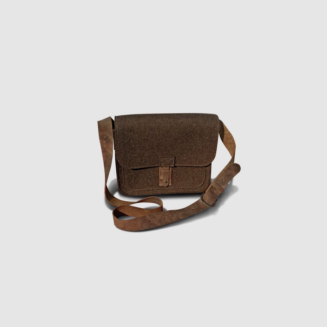 Jagdtasche aus Wollfilz und Leder