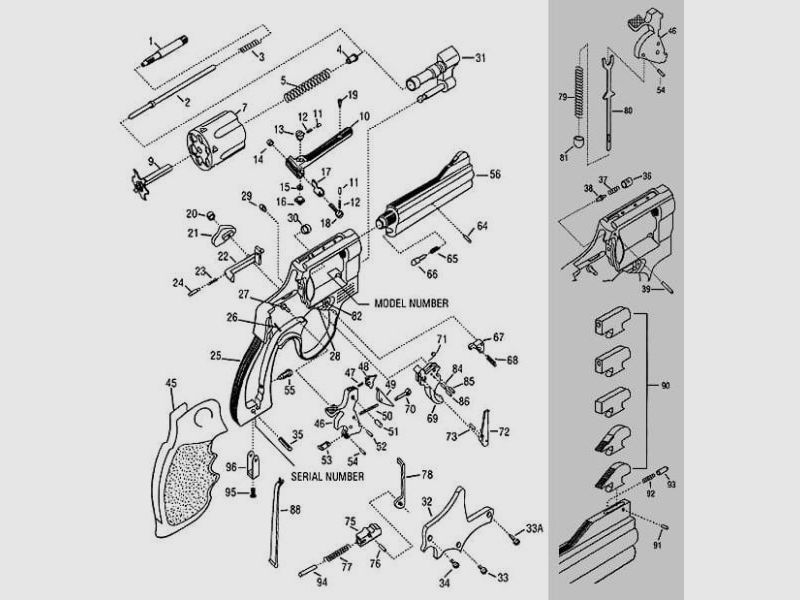 POWER Custom Tuning/Spare part for revolver for S&W: Complete hammer nose #47+ #48 for L with spring
