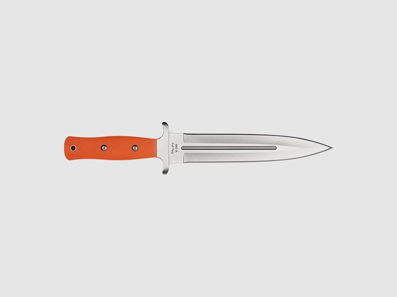 Mauser 80414842 Abfangmesser Klingenlänge 21,5 cm 440C-Stahl Gewicht: 451g Parierstange orange