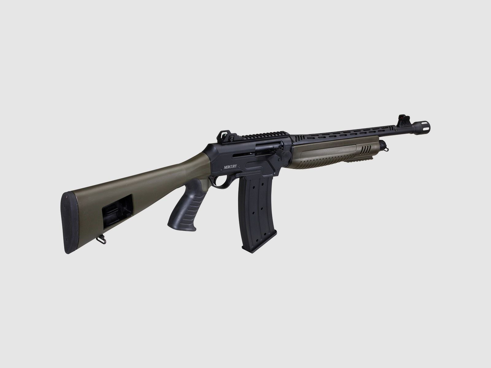 Mercury sport self-loading shotgun Pro Tuning Raider with green stock and 7-shot magazine, cal. 12/76