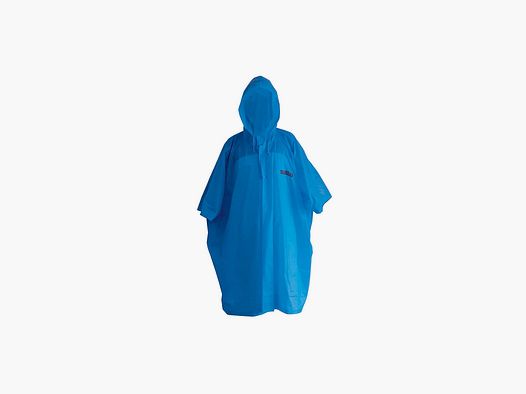 Blauer wasserdichter Poncho mit Kapuze