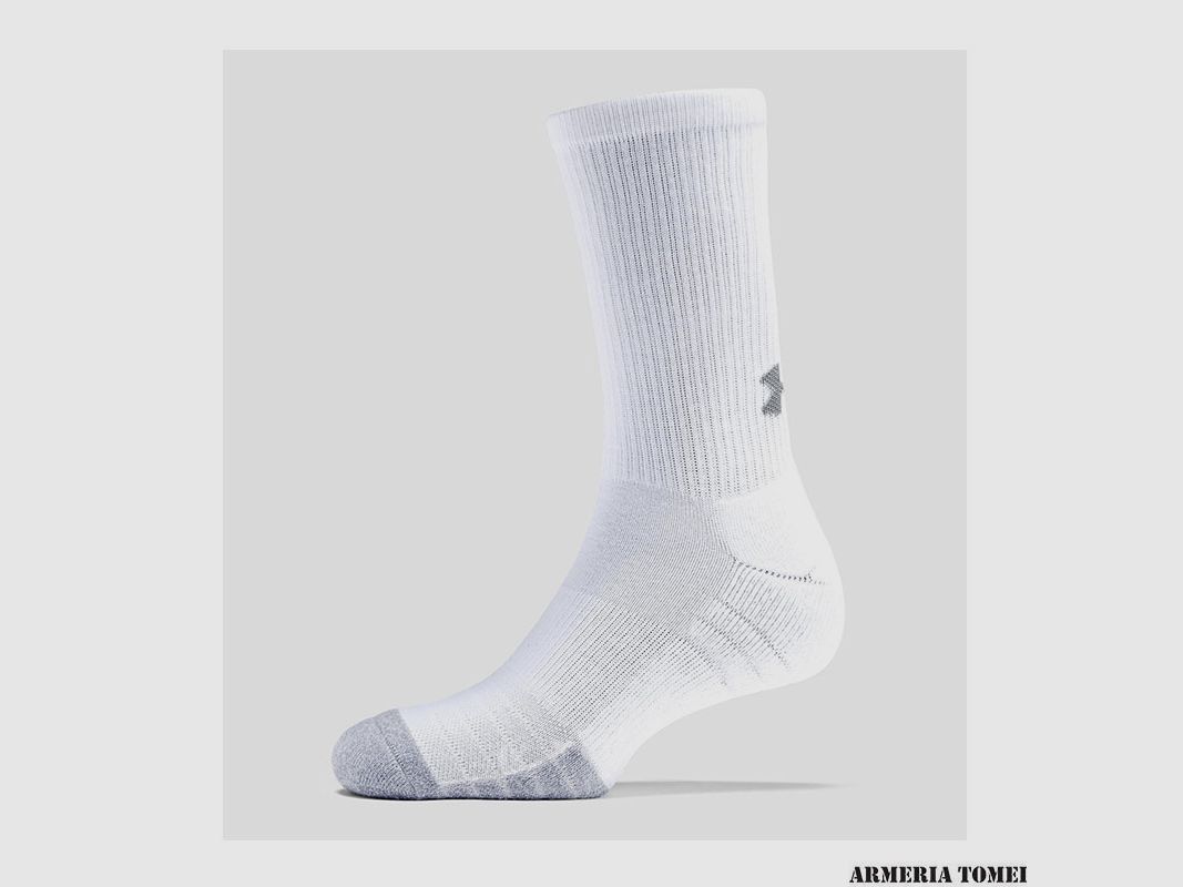 STOCK SOCKS – UNDER ARMOUR – HEATGEAR® CREW White / Steel – 100 (pack of 3 pairs), image 3 of 3