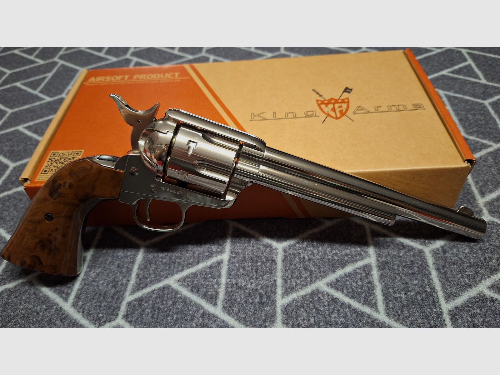 King Arms SAA .45 Peacemaker 7,5 Zoll Revolver CO2 6mm BB silber-chrome Finish