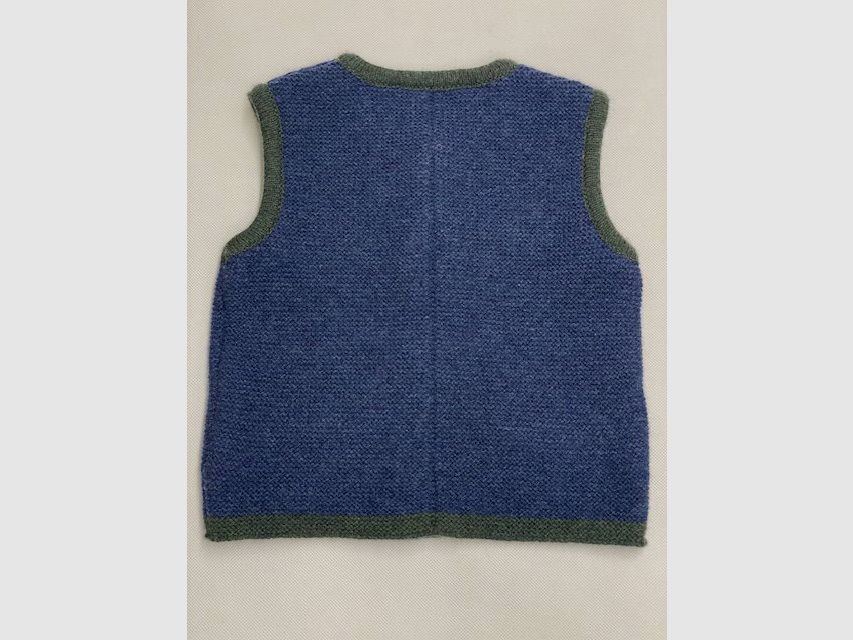 Kinder Strickweste Merinowolle in Jeansblau/Grün, Bild 2 von 2