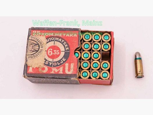 Yugoslav unknown pistol ammunition 6.35mm Browning/.25ACP