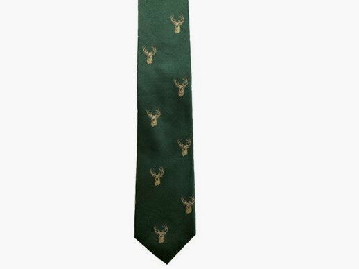 Cravate Lovergreen motif cravate en soie verte cerf