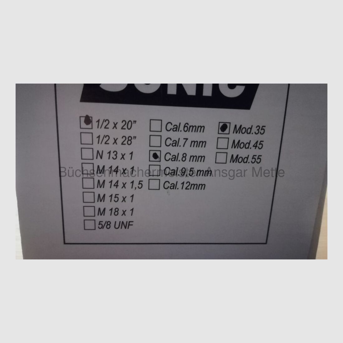 Sonic Mod. 35 MAX 8, Gewinde 1/2"x 20	 Mod. 35 MAX 8