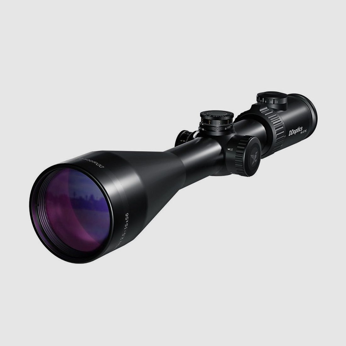 DDoptics NFX V6 2.5-15x56 Gen3 MRAD A4N 2BE telescopio de mira punto iluminado: punto iluminado manual