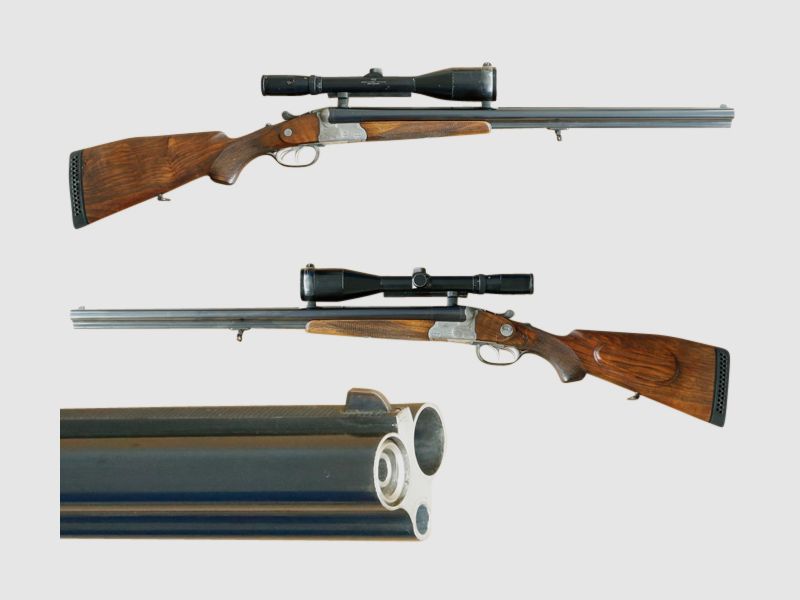 Perforación, Krieghoff Trumpf, Cal. 7x65R, 16/70 con cañón intercambiable .22 Hornet