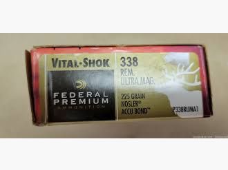 Cartuchos de rifle Federal Premium Vital Shok Nosler Accu Bond .338 REM Ultra Mag. 225gr. !!!