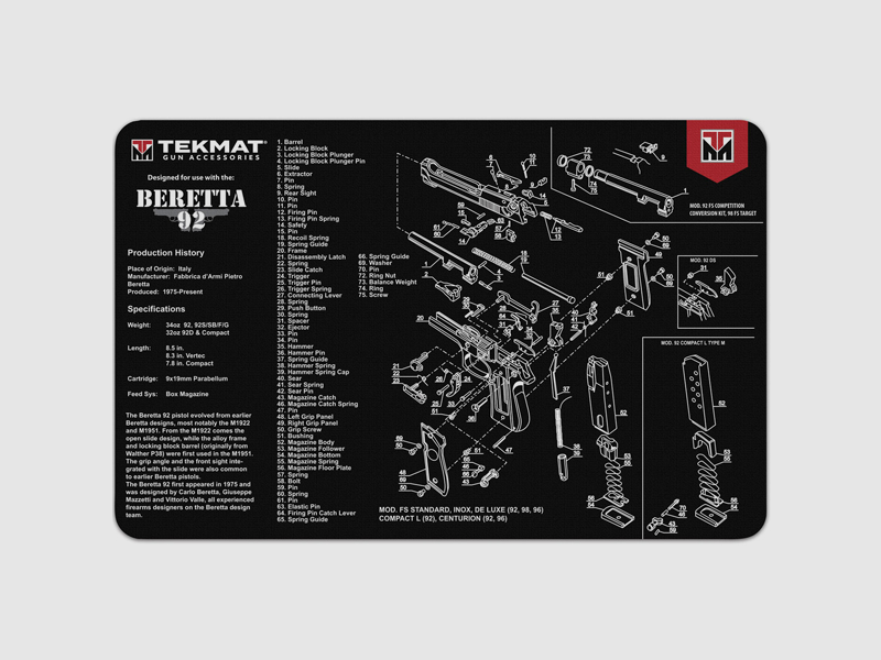 Tekmat – Reinigingsmat Pistol / Beretta 92 / 17 / 43 cm, afbeelding 1 van 2