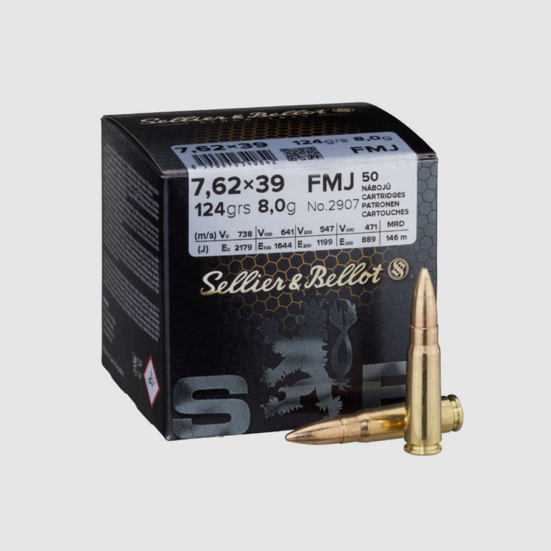 7.62x39 S&B FMJ 124gr VE50