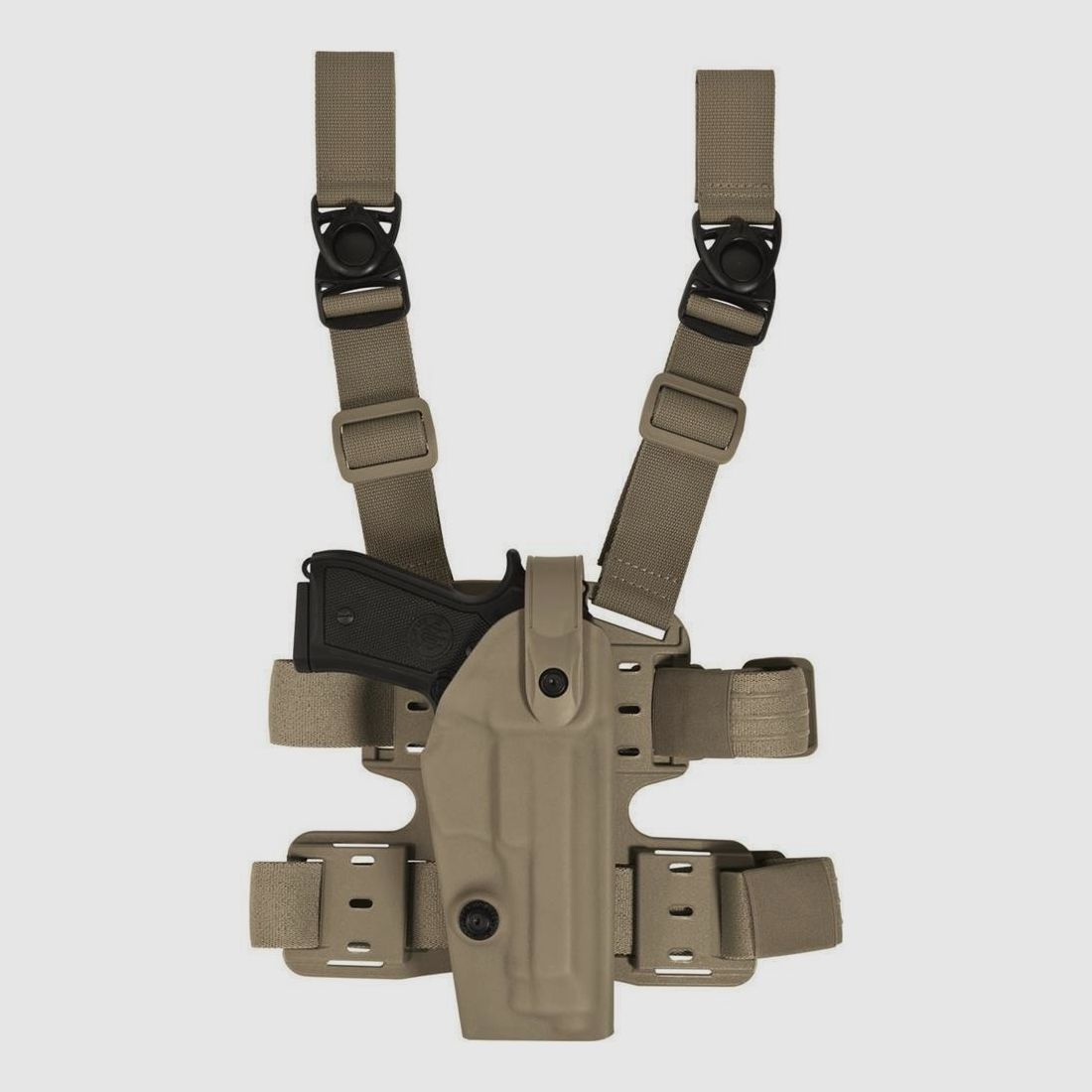 Taktisches Oberschenkelholster "NATION" mit Sicherheitslevel II Colt 1911 / Government,Para Ordnance P14/P16,Sig Sauer 1911,S&W 1911,Springfield 1911-OD Green-Linkshänder