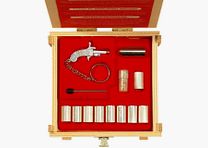 BERLOQUE Pistole 24-Karat-vergoldet mit passender Holzkassette