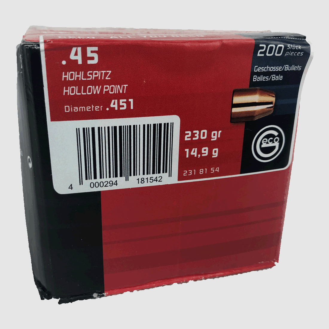 Geco cartridges HP cal. .45 Auto 230gr
