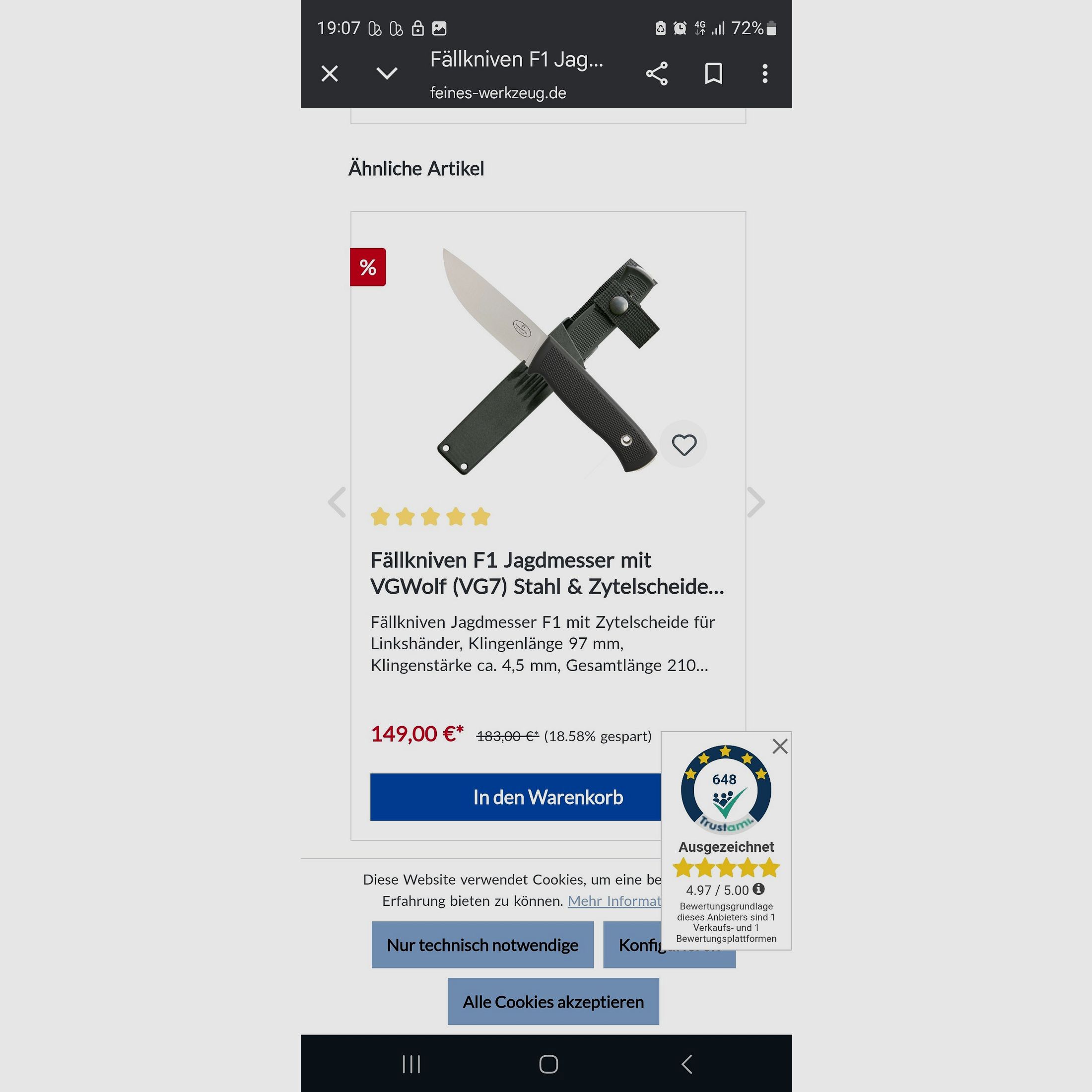 Hunting knife Fällkniven F1