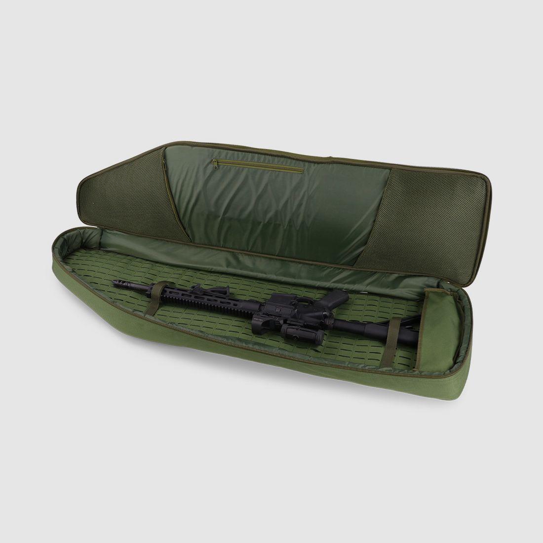 Housse d'arme d'hiver Olympic 130 cm – Laser-Cut MOLLE, Shockcord, système de transport de sac à dos, nylon 1000D (Forest)