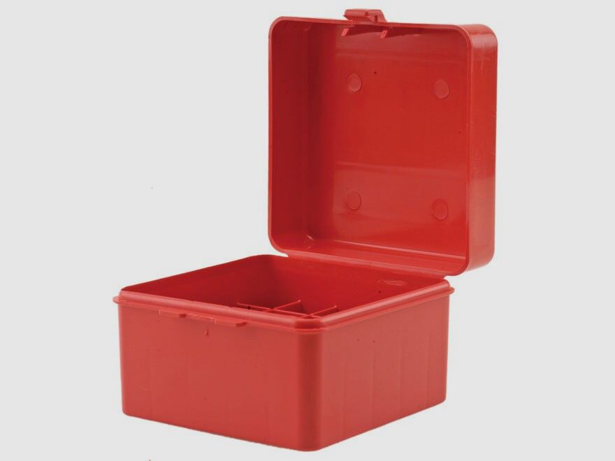 MTM Scatola per cartucce S25-20-30 rossa con coperchio a ribalta per 25 cartucce da caccia .20
