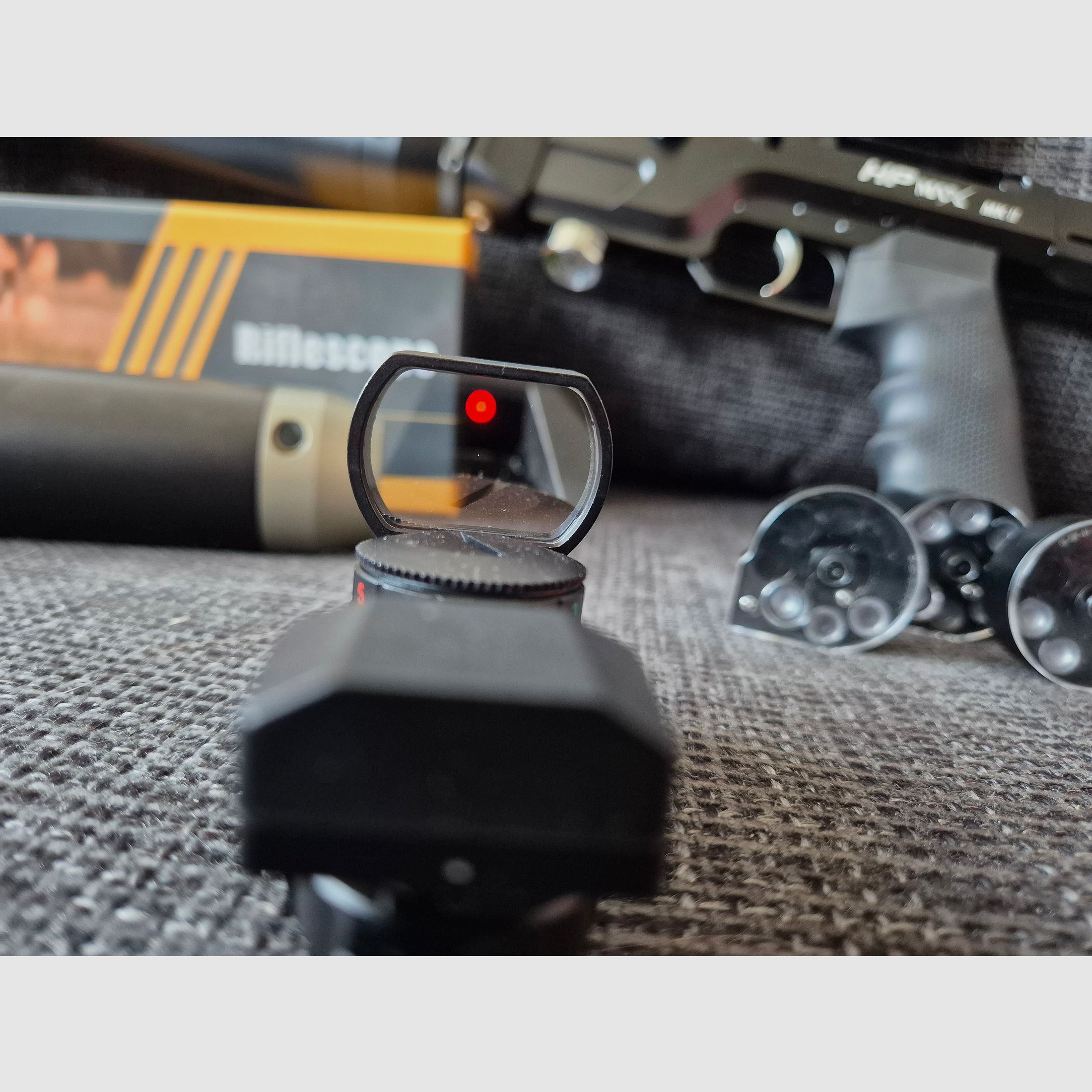 AEA HP Max MK2 9mm/.357 Komplettset: 5 Mags, 2 Tanks, VEVOR Kompressor, Optiken & Zubehör (GoGun 03/2025)