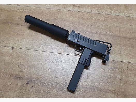 MAC-10 Sub Machine Gun mit Silencer max 0.5 Joule 6mm BB schwarz - Tokyo Marui