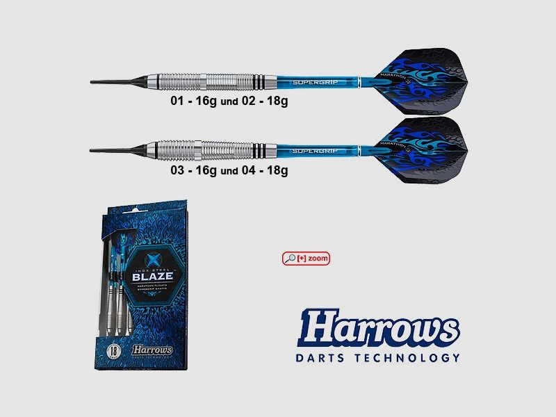 Harrows-Darts-Technology Blaze Soft 18g Dart & Zubehör