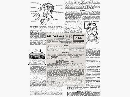 Nachdruck Wehracht-Taschenkarte Gasmaske 30
