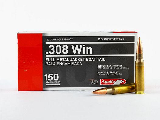Aguila .308 Winchester FMJ-BT, 150 grs 1 Pack (20 rounds at €0.945 each)