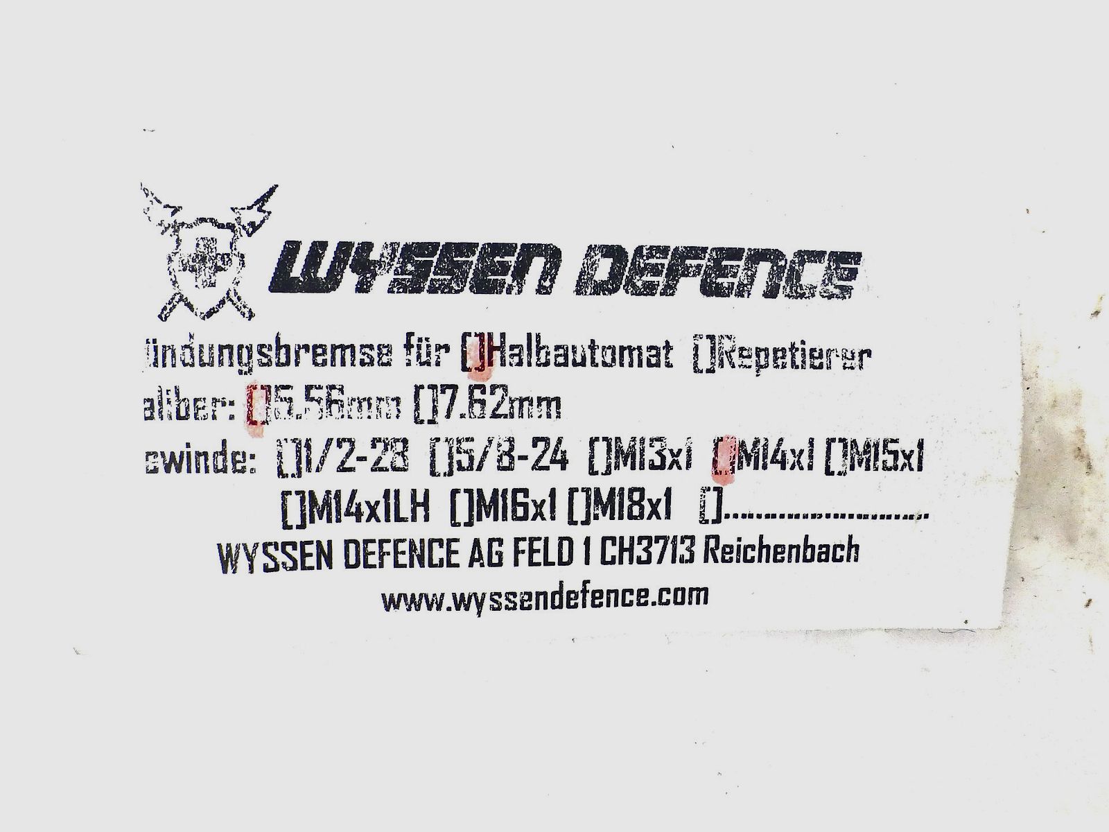 Mündungsbremse WYSSEN DEFENCE M14x1 5.56 oder 7.62, Bild 2 von 4