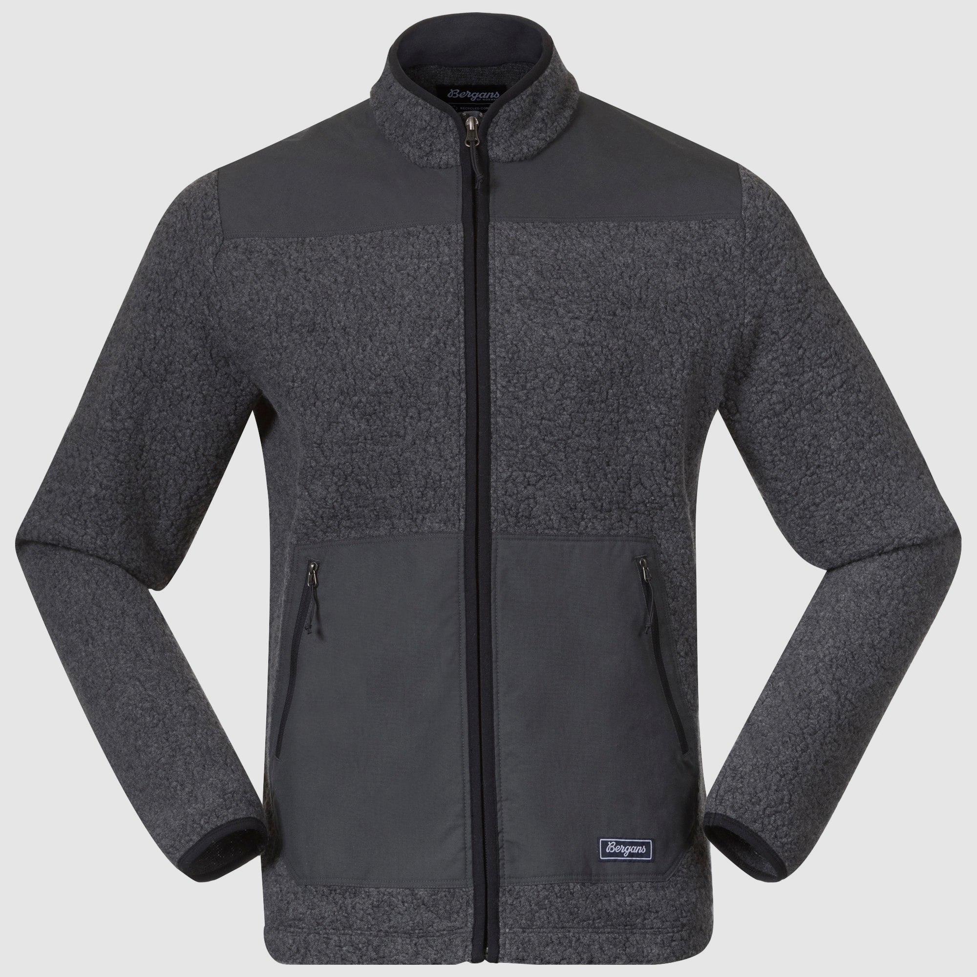 Bergans Nordmarka ReWool Pile Midlayer Jacket Heren Solid Dark Grey/Dark Shadow Grey M