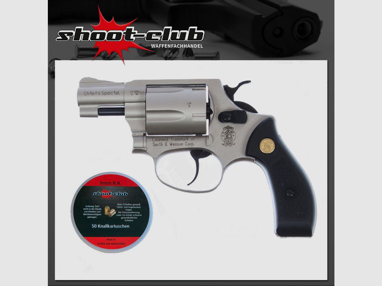 Smith & Wesson	 S&W Chiefs Special nickel 9mm R.K. inkl. Platzpatronen