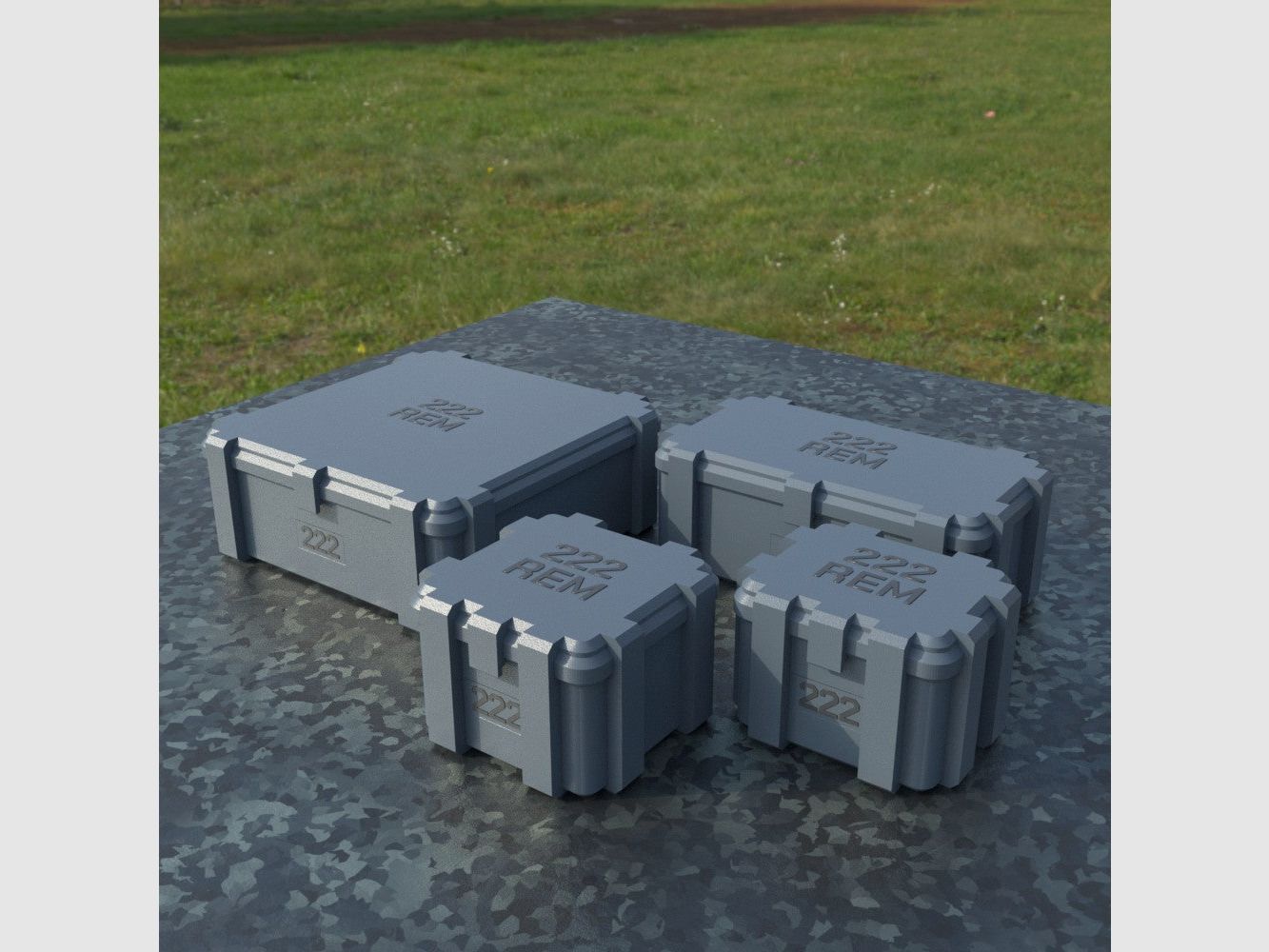 Boîte à munitions Filamelt / .222 REM / 'couvercle rabattable' / boîte à cartouches, boîte à munitions