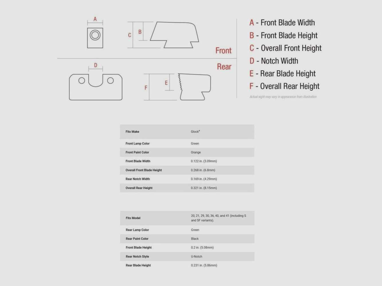 Trijicon N-Vision HD XR Orange Glock 20-36/41