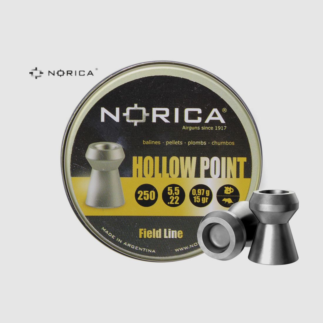 250 StĂĽck NORICA Hohlspitz Diabolo HOLLOW POINT, Kaliber 5,5 mm, 0,97 g